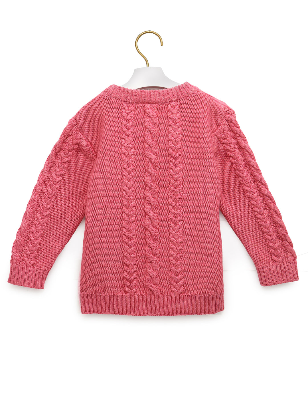 Classic Pink Round Neck knitted Sweater for your baby girl