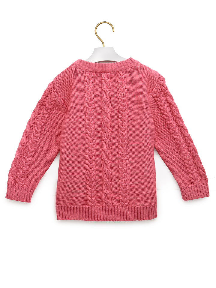 Classic Pink Round Neck knitted Sweater for your baby girl
