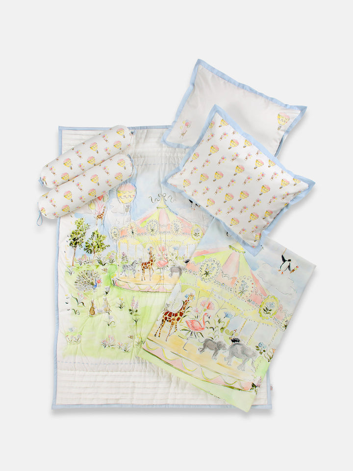 Comfortable and cozy Baby Quilt & Bedding Set - Pack of 3 (CARNIVAL CAROUSEL) for your baby's comfy sleep