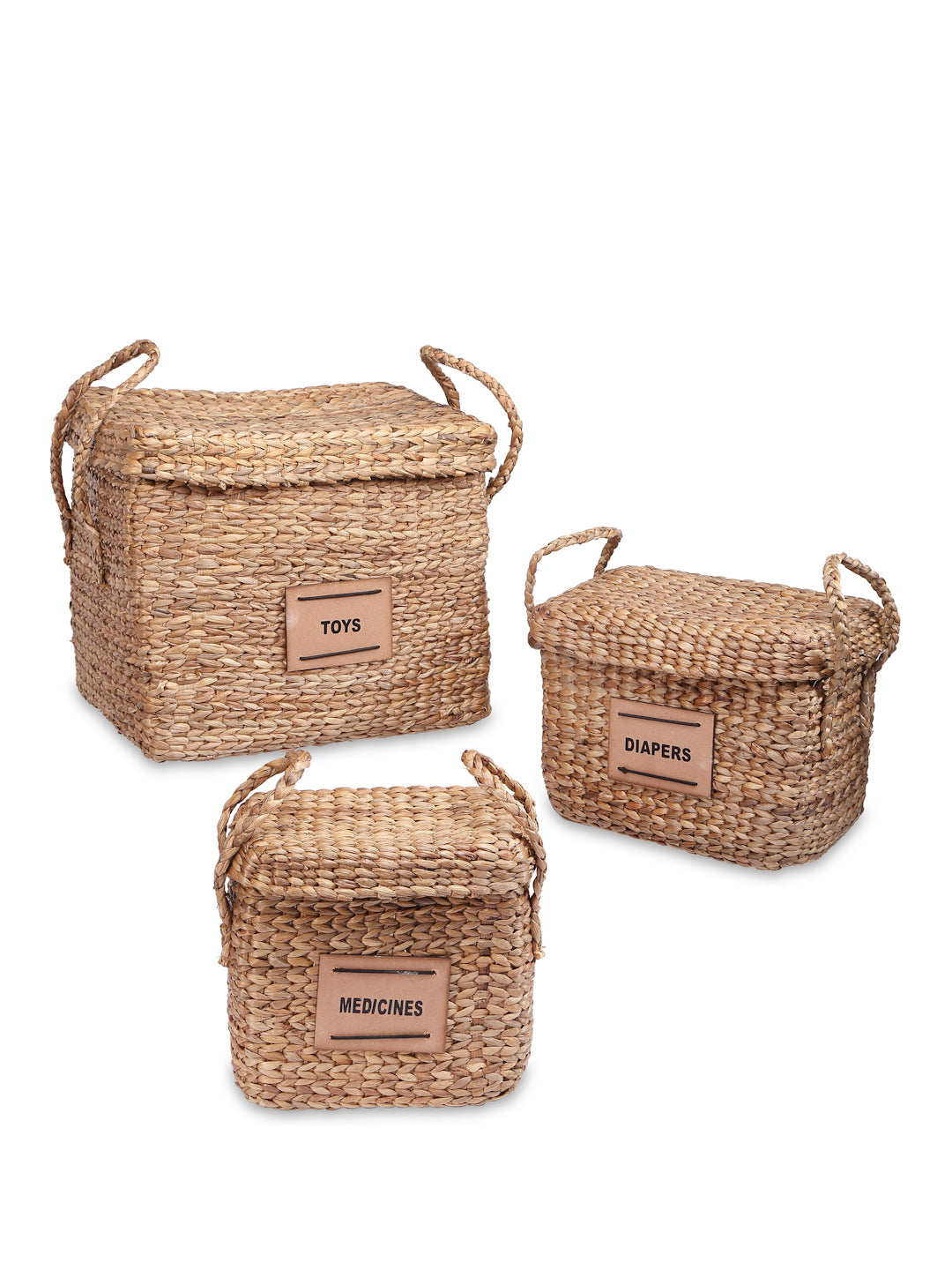 Bamboo Cane Basket Set Of 3 - DIAPER, MEDICINE & TOY