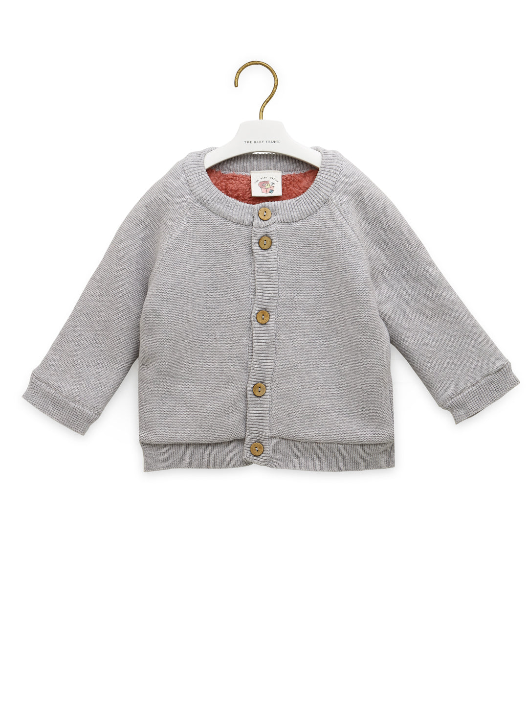 Baby Cardigan With Contrast Sherpa Lining - Center Front Open