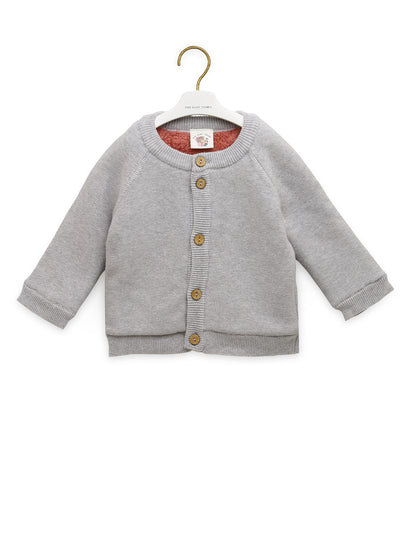 Baby Cardigan With Contrast Sherpa Lining - Center Front Open