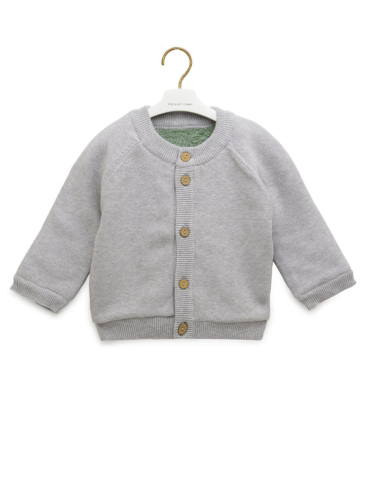 Cardigan With Contrast Sherpa Lining For Babies - Center Front Open