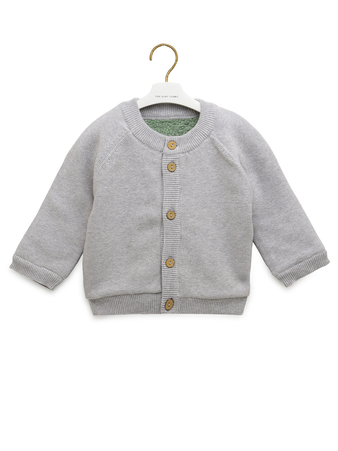 Cardigan With Contrast Sherpa Lining For Babies - Center Front Open