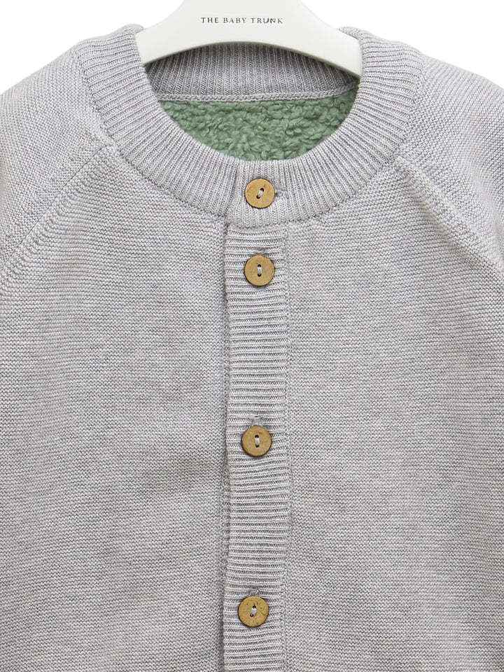 Cardigan With Contrast Sherpa Lining For Babies - Center Front Open