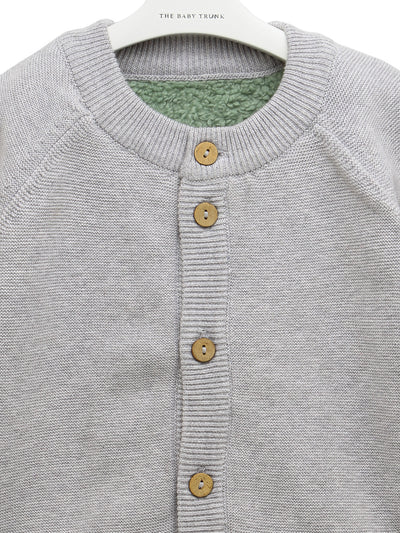 Cardigan With Contrast Sherpa Lining For Babies - Center Front Open