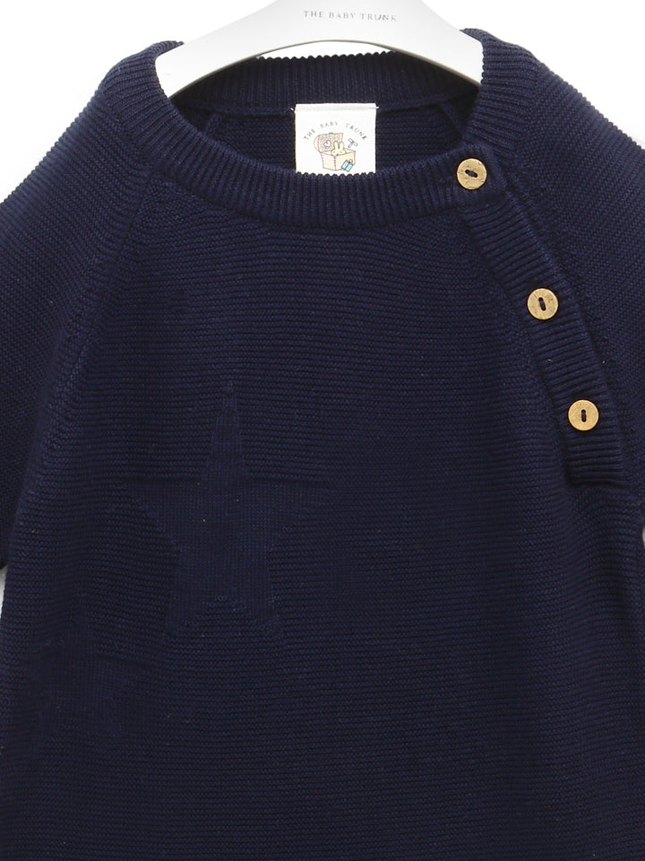 Navy Unisex Star Romper For Baby