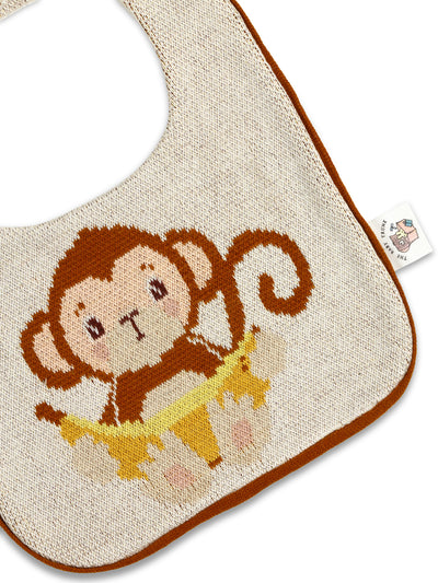 Monkey Knitted Bib