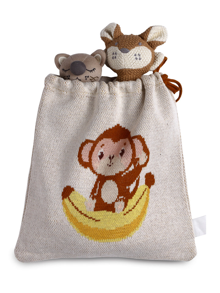 Knitted Travel Pouch - Monkey