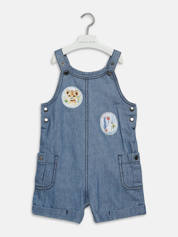 Applique Denim Dungaree - Dark Indigo