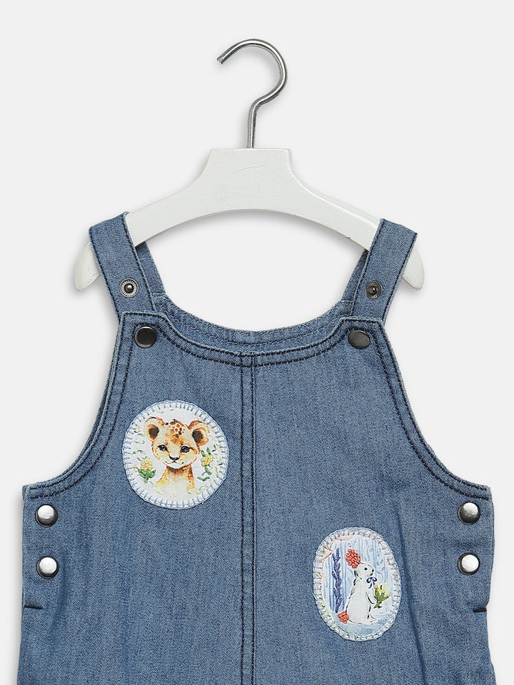 Applique Denim Dungaree - Dark Indigo