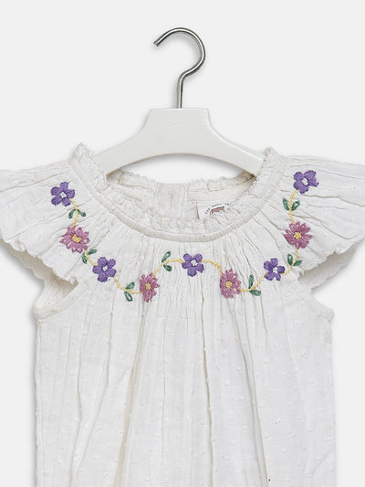 VINTAGE WHITE FLORAL ONESIE