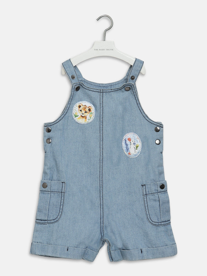 Applique Denim Dungaree - Medium Indigo