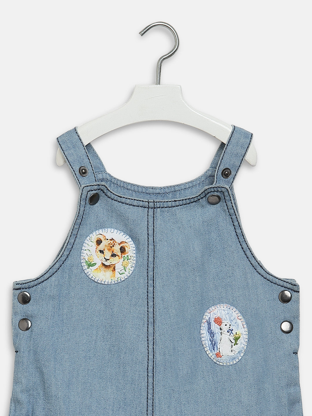 Applique Denim Dungaree - Medium Indigo