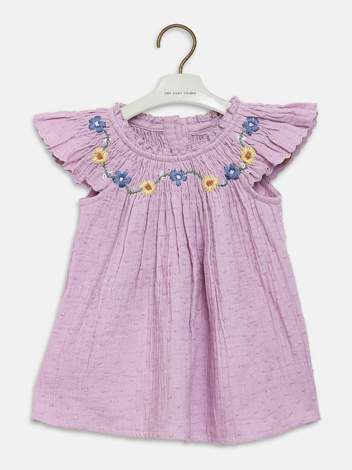 Lavender Floral Dress & Ruffle Bloomer