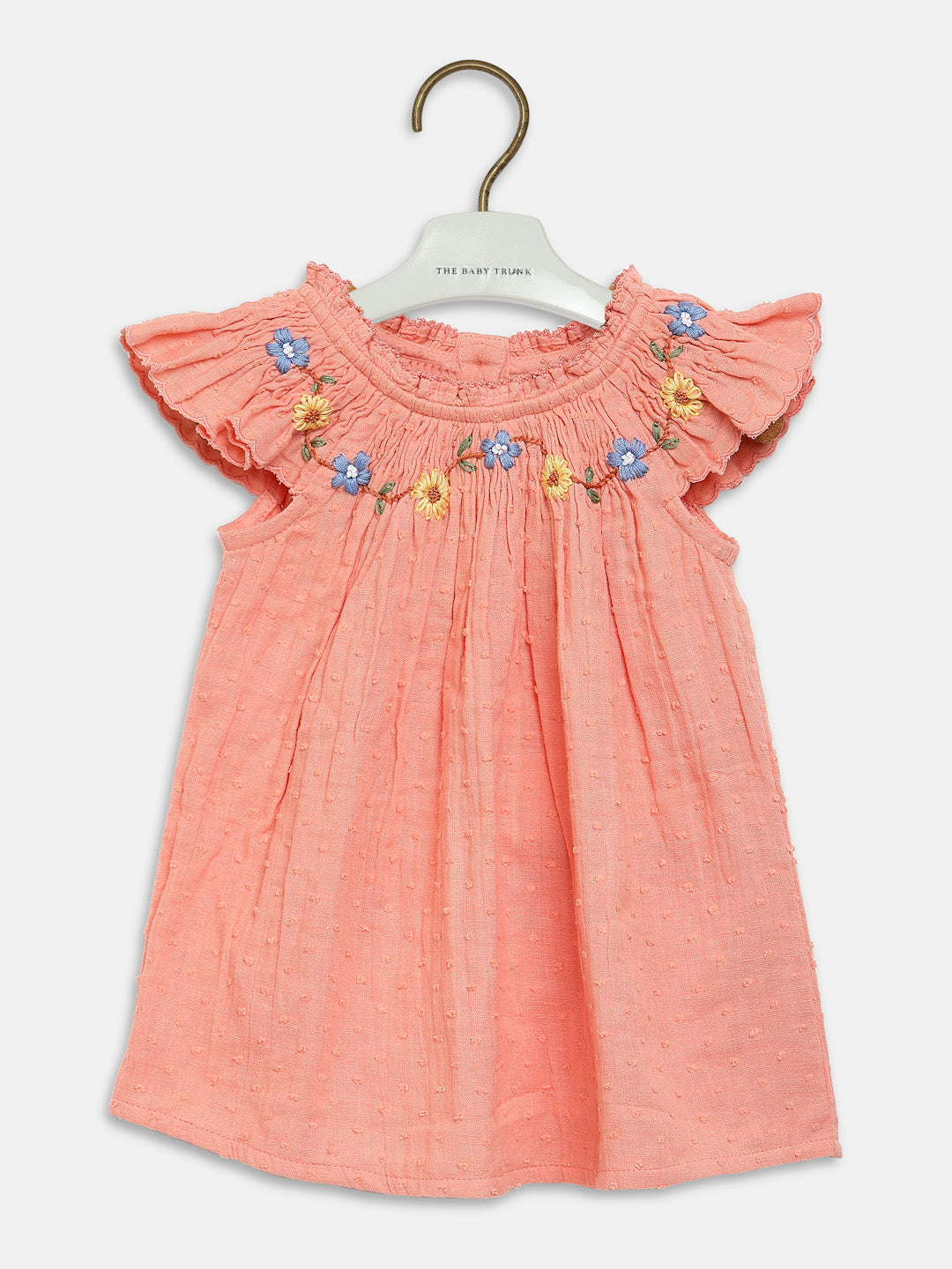 Peach Floral Dress & Ruffle Bloomer