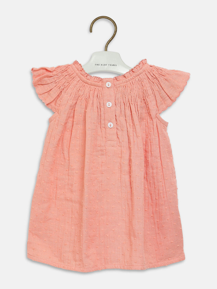 Peach Floral Dress & Ruffle Bloomer