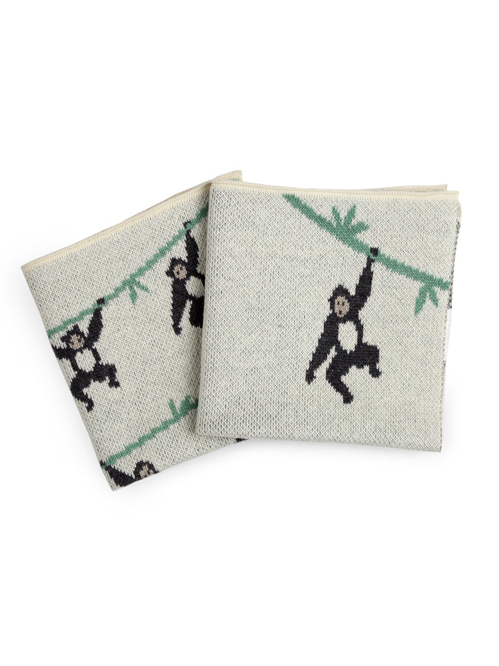 Monkey Knitted Napkins perfect for mealtime or wiping up spills, suitable for baby use