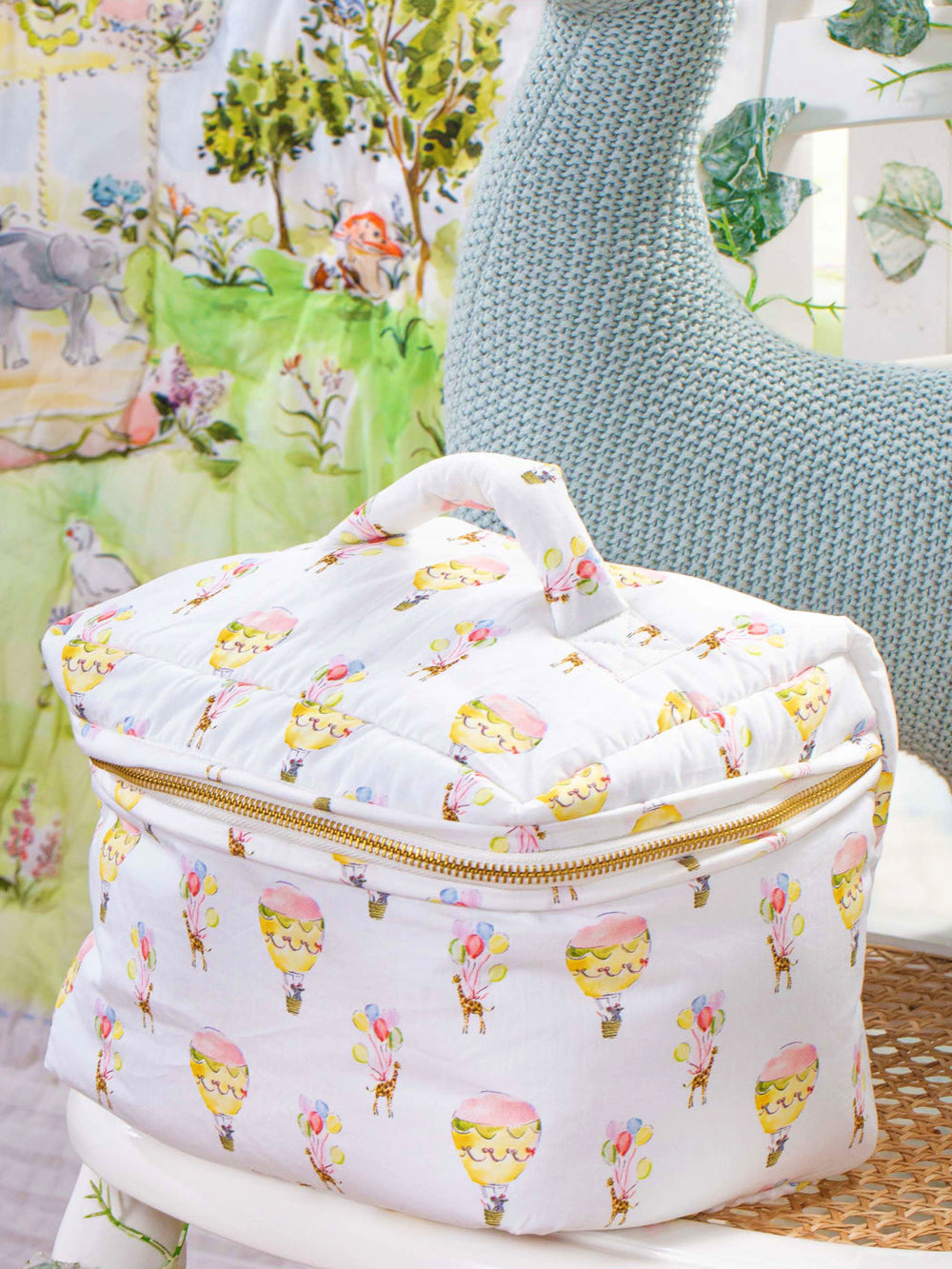 Soft and luxurious Organic Cotton Carnival Carousel Quilted Travel Kit