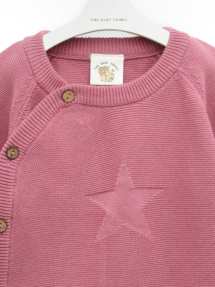 Unisex Pink Buttoned Hypoallergenic Knitted Sweater for your baby