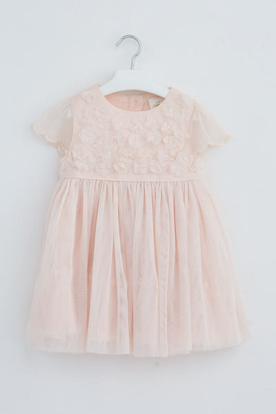 Pink Pleated Party Wear Frock For Baby Girl