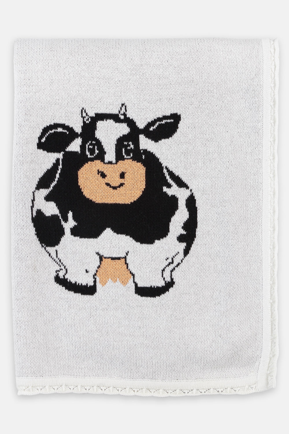 Grey Cow Knitted Blanket