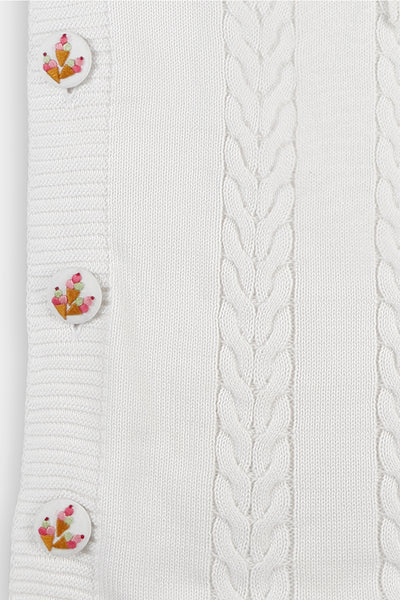 Knitted Baby Sleeping Bag with Embroidered Tree Button
