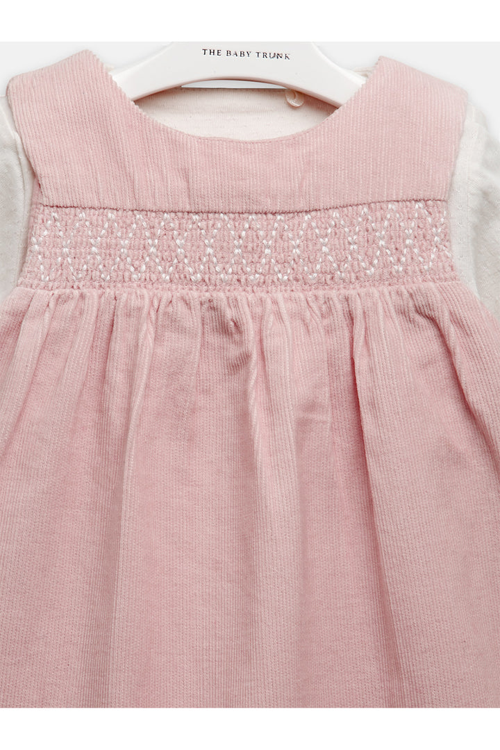 Baby Pink Winter Cotton Frock Set