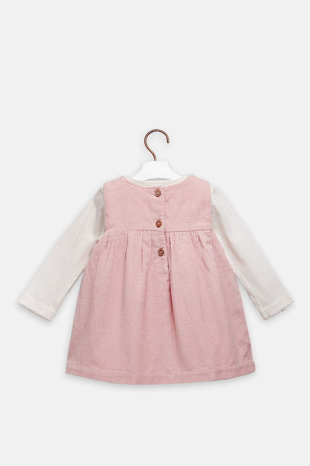 Baby Pink Winter Cotton Frock Set