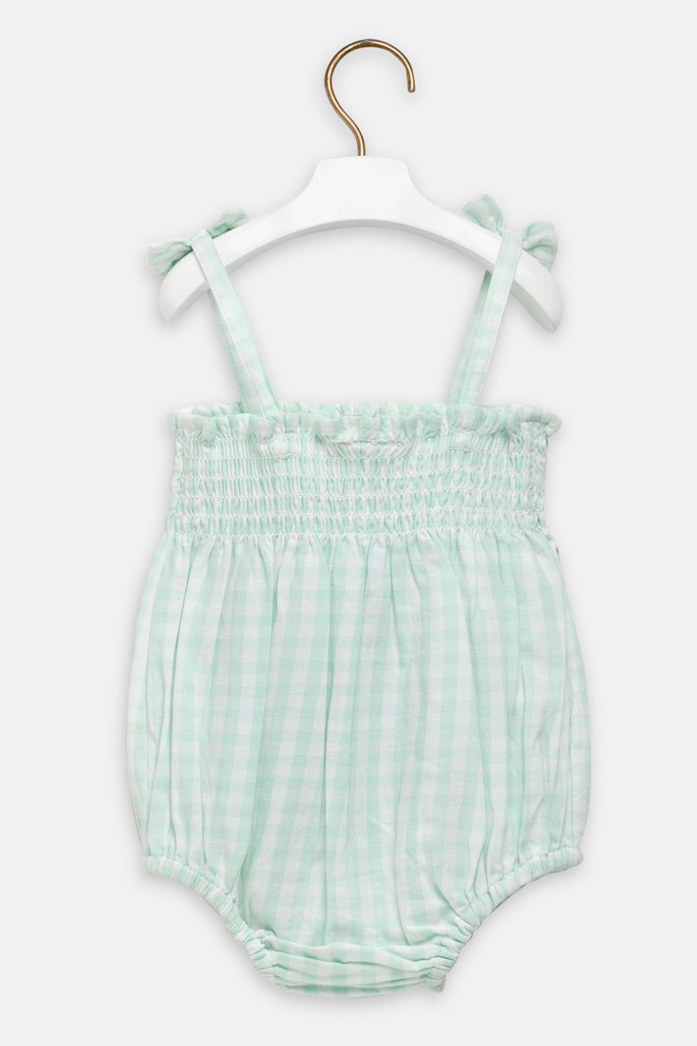 Baby Girls Check Embroidery Romper