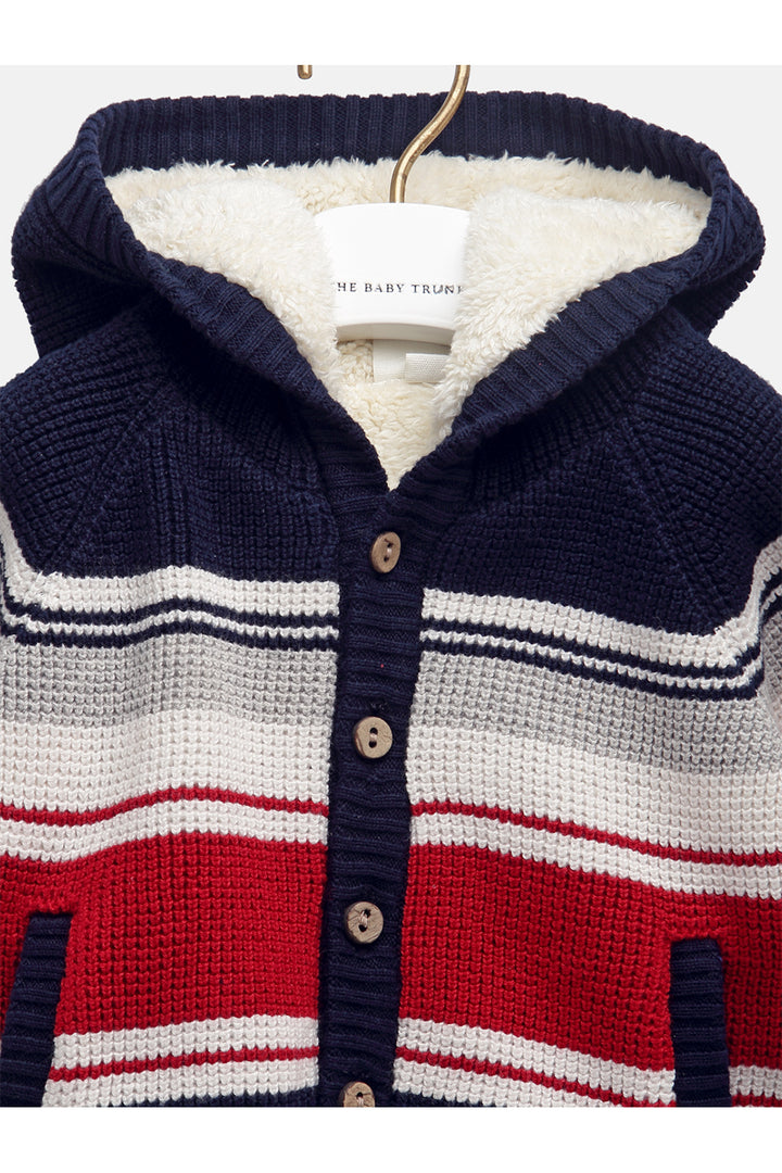 Baby Winter Red & Blue Stripe Cardigan