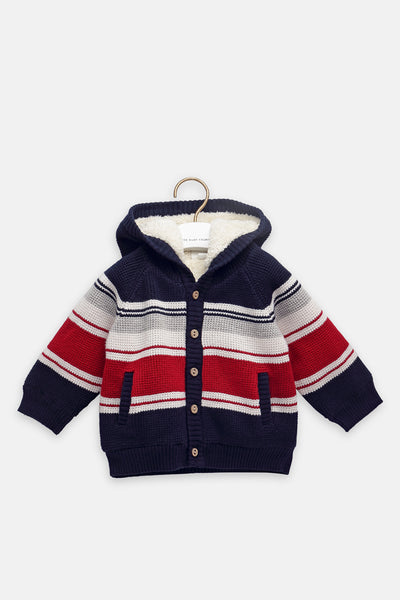 Baby Winter Red & Blue Stripe Cardigan